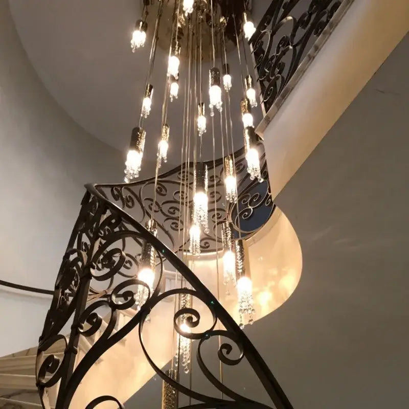 Large Crystal Staircase Chandelier