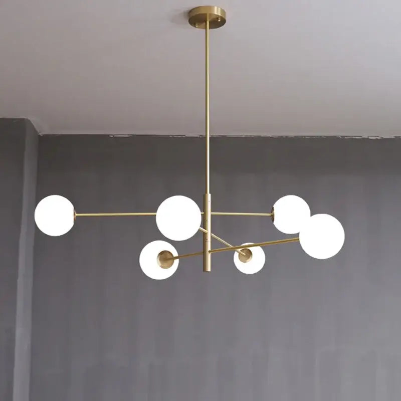 Glass Brass Modern Chandelier