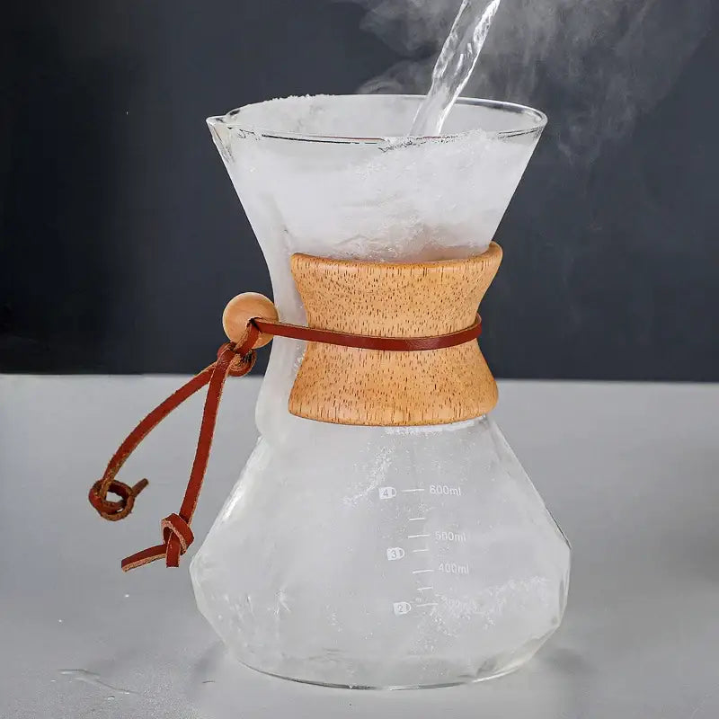 Glass Wood Coffee Drip Pot
