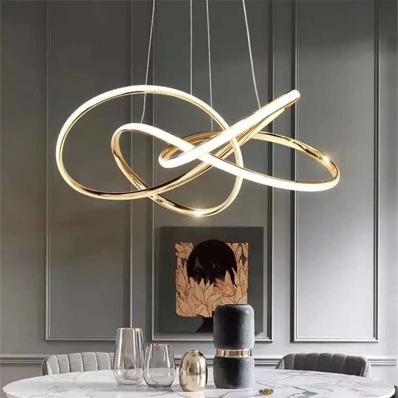 Gold Ring LED Chandelier with Remote Dimming