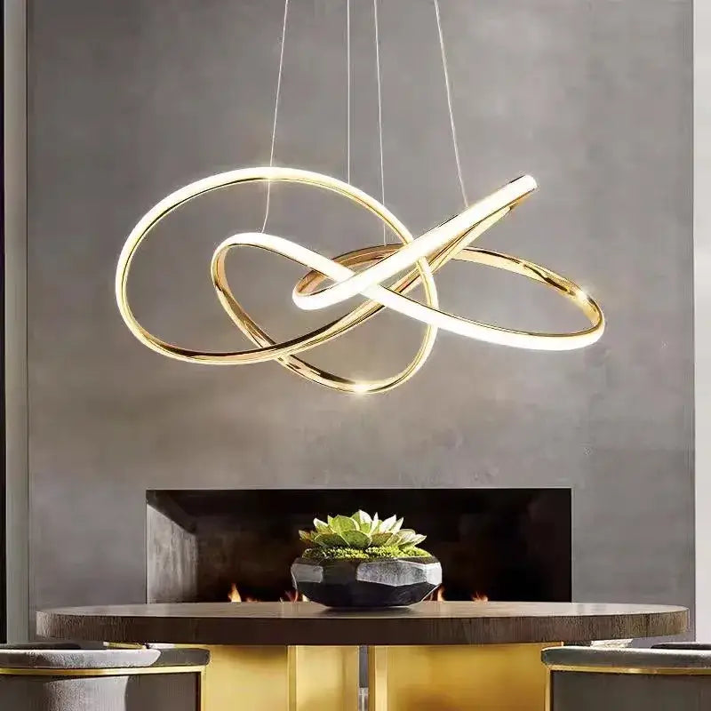 Gold Ring LED Chandelier with Remote Dimming