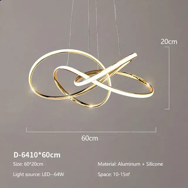 Gold Ring LED Chandelier with Remote Dimming