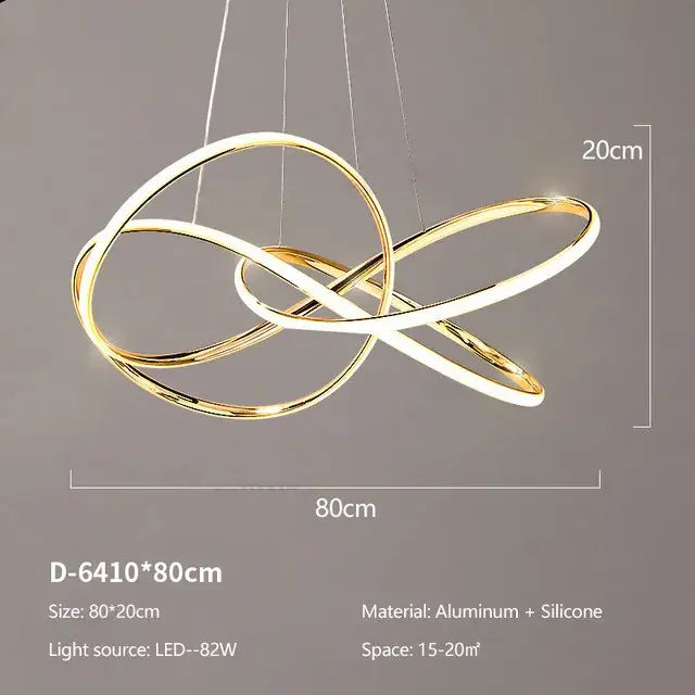Gold Ring LED Chandelier with Remote Dimming