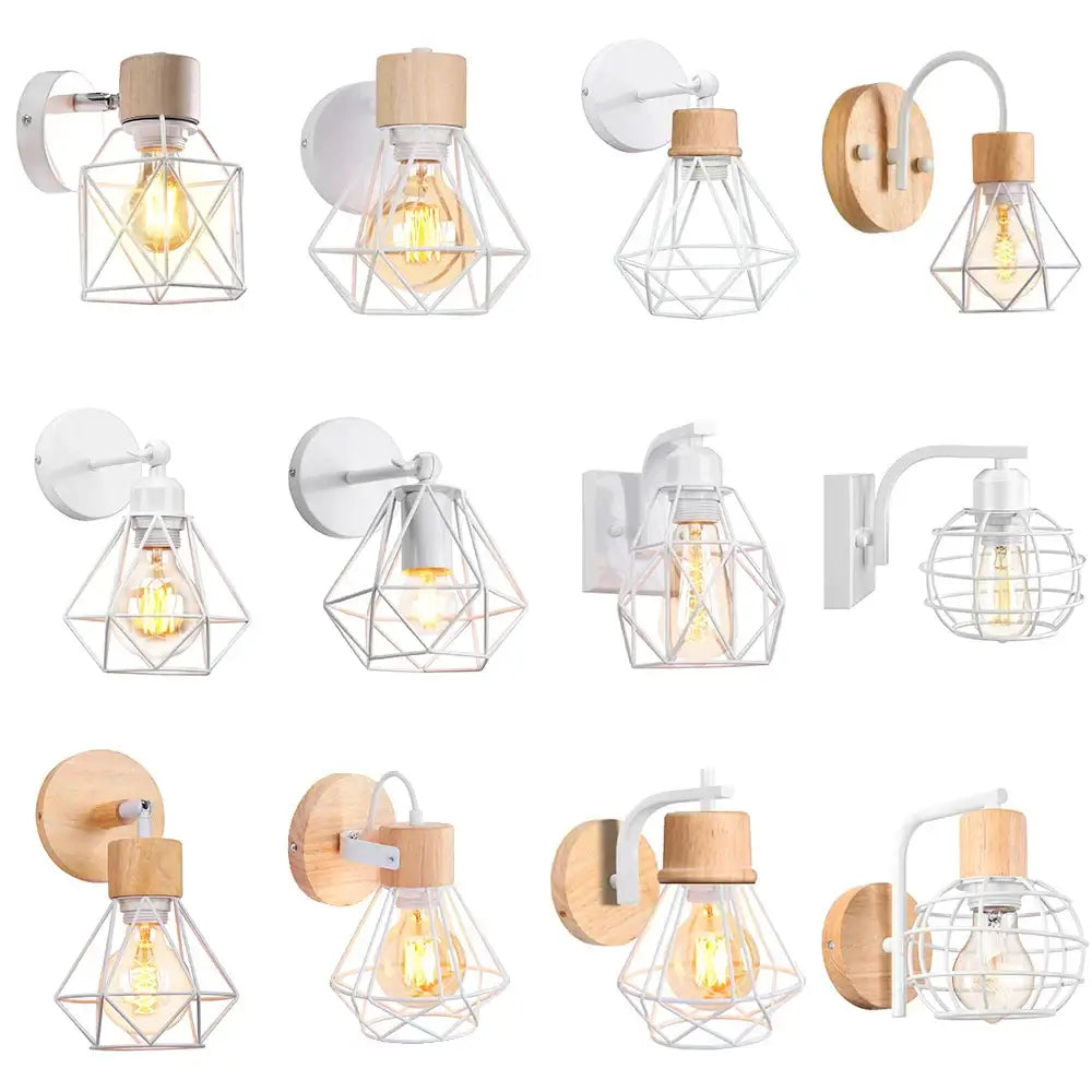 White Iron Cage Wall Sconce