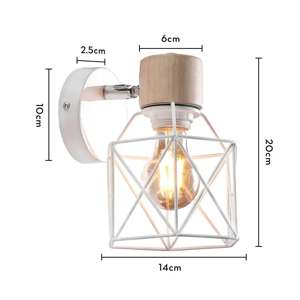 White Iron Cage Wall Sconce