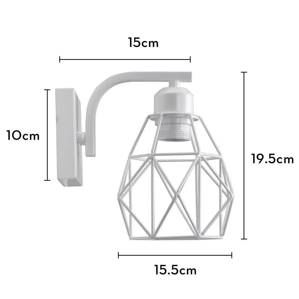 White Iron Cage Wall Sconce
