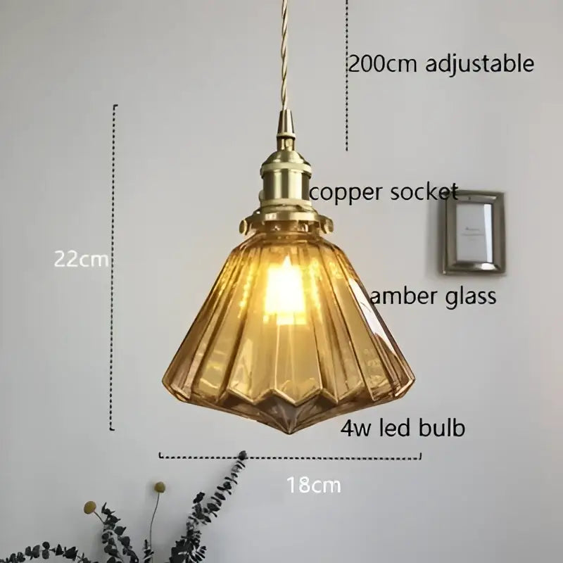 Amber Glass 3-Head Nordic Dining Pendant Light