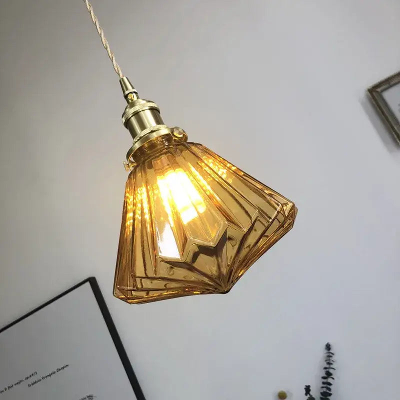 Amber Glass 3-Head Nordic Dining Pendant Light