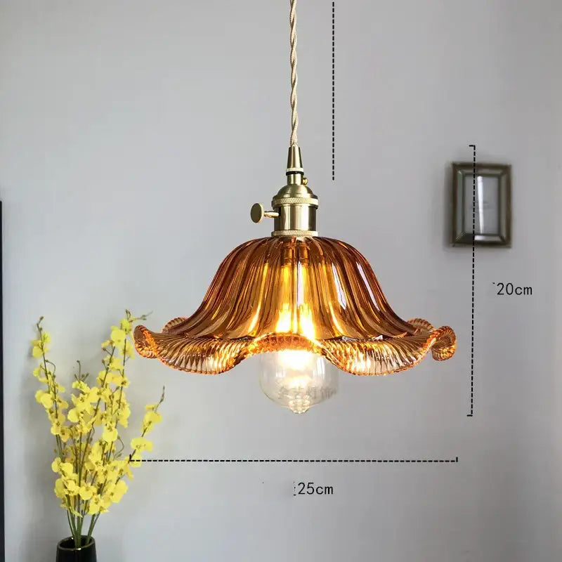 Amber Glass 3-Head Nordic Dining Pendant Light