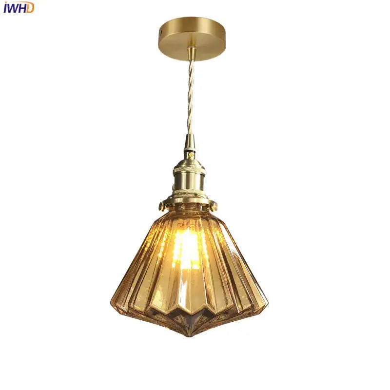 Amber Glass 3-Head Nordic Dining Pendant Light