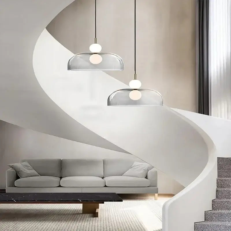 Glass Double Orb Chandelier