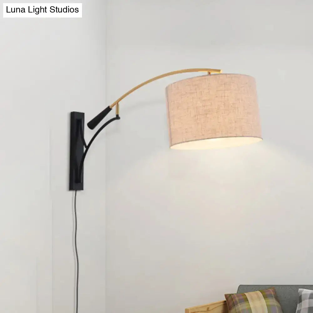 Flaxen Drum Wall Lamp