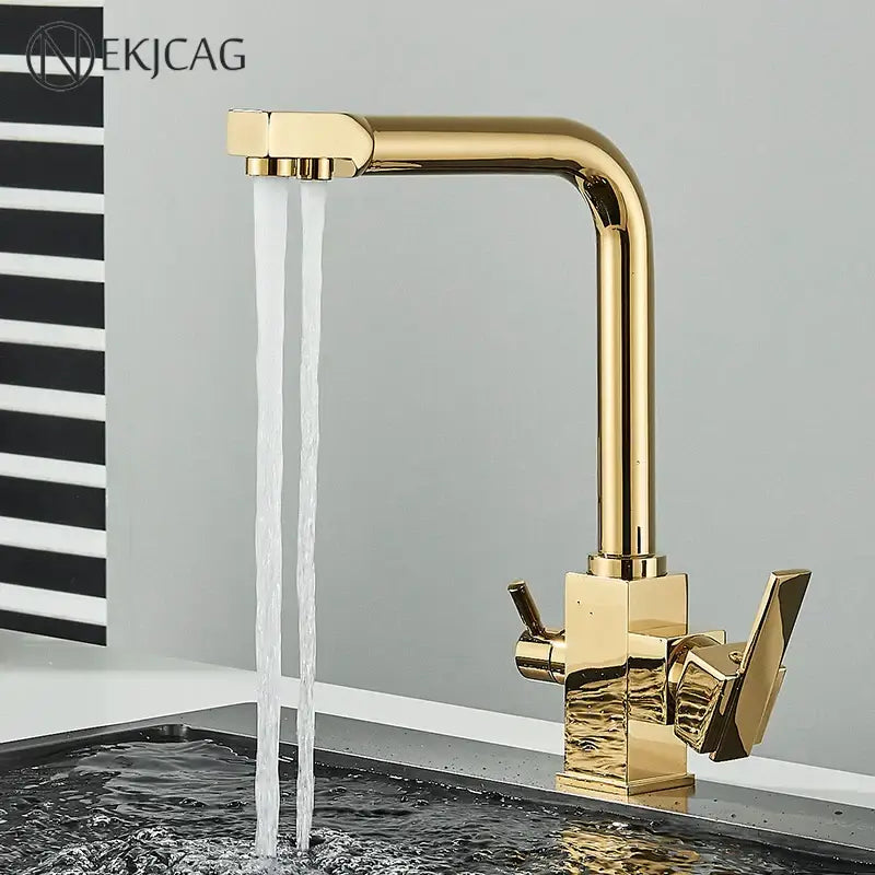 Gold Dual Outlet Kitchen Faucet