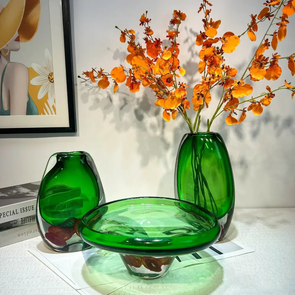 Emerald Glass Tray Vase
