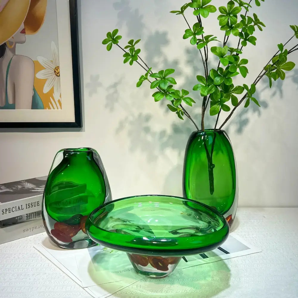 Emerald Glass Tray Vase
