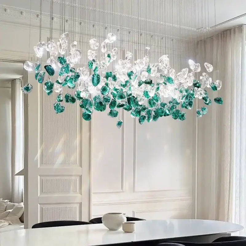 Emerald Glass Stone Chandelier