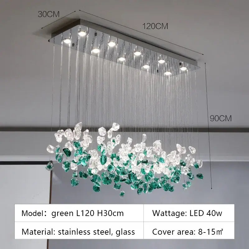 Emerald Glass Stone Chandelier