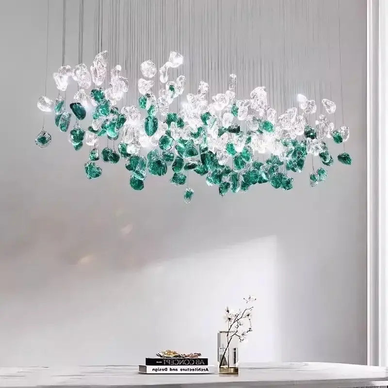 Emerald Glass Stone Chandelier