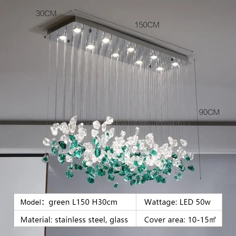Emerald Glass Stone Chandelier