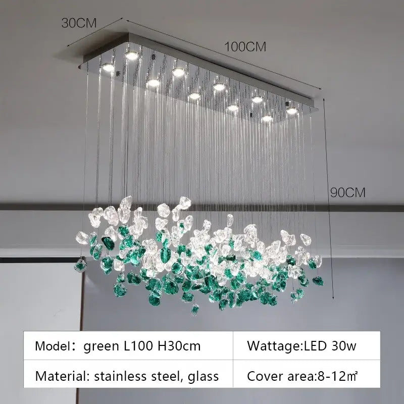 Emerald Glass Stone Chandelier
