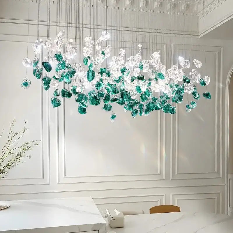 Emerald Glass Stone Chandelier