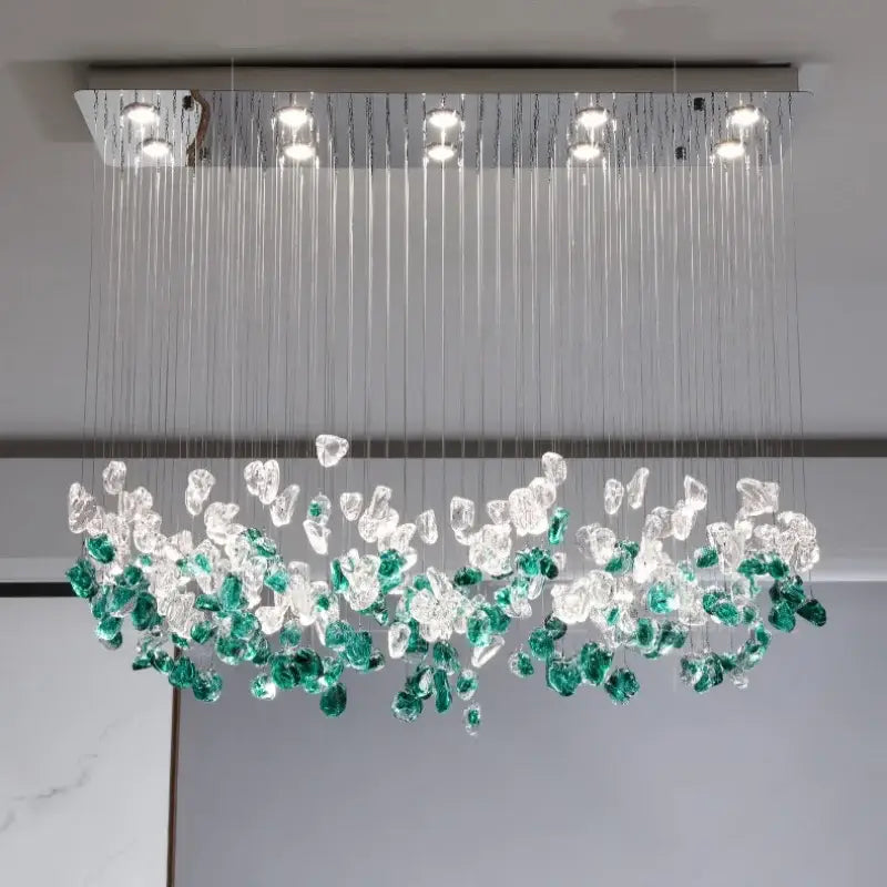 Emerald Glass Stone Chandelier