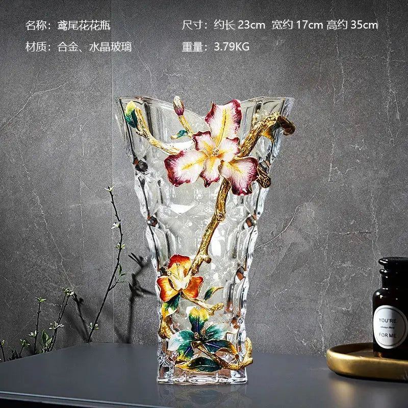 Enamel Crystal Glass Vase