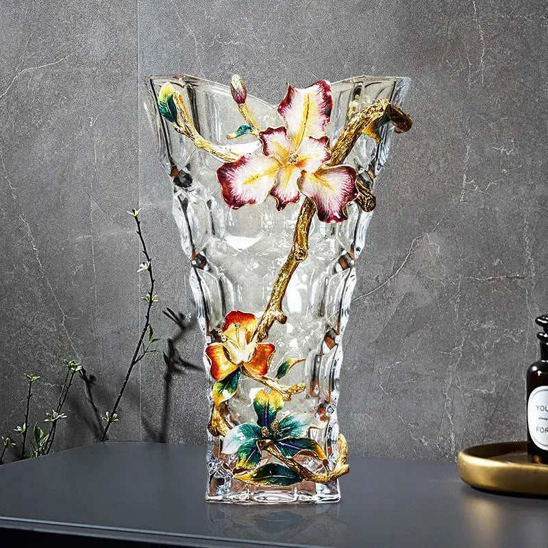 Enamel Crystal Glass Vase