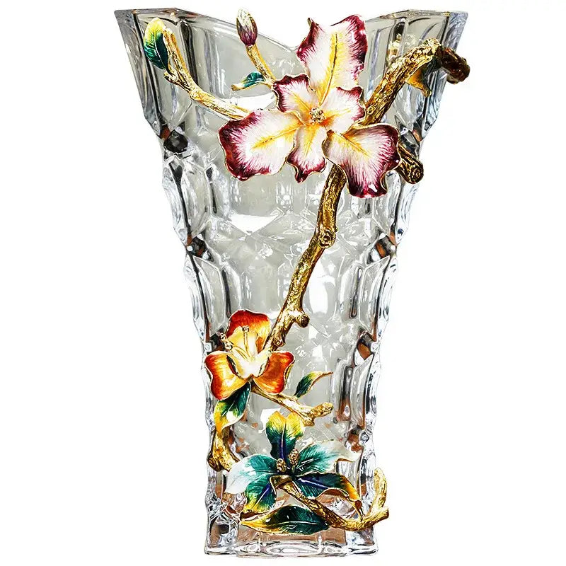 Enamel Crystal Glass Vase