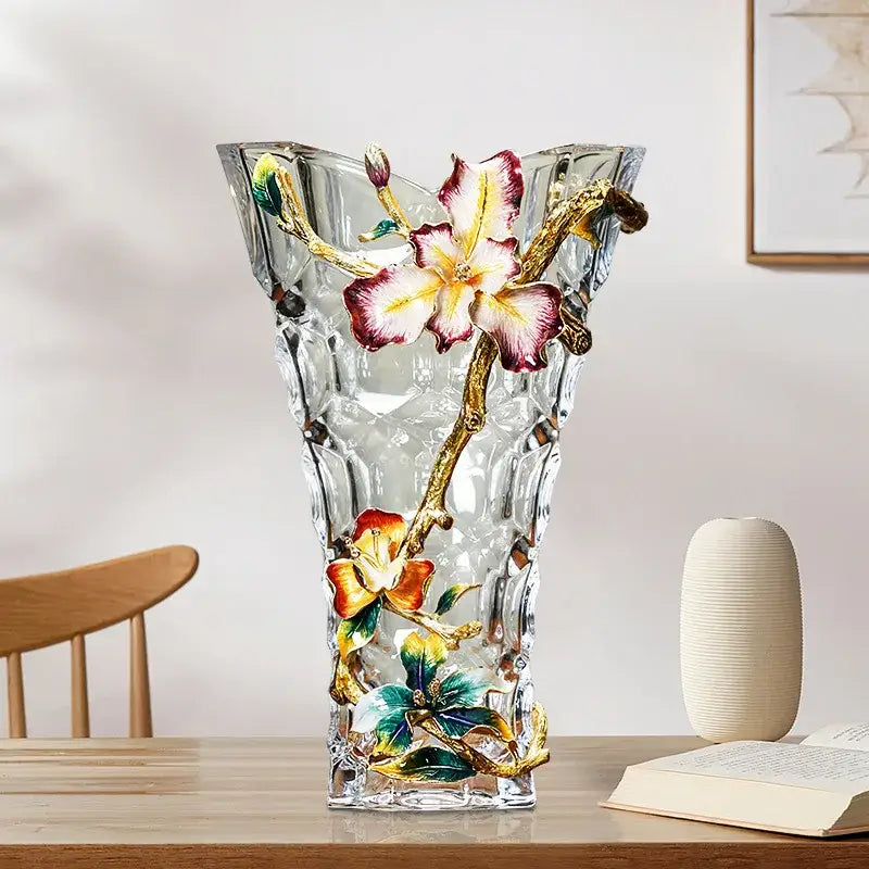Enamel Crystal Glass Vase