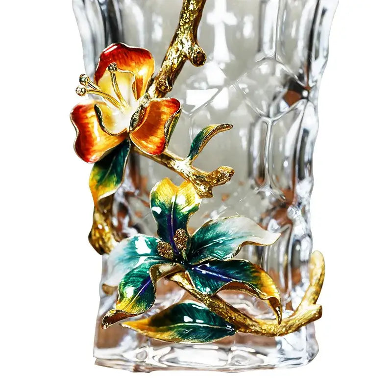 Enamel Crystal Glass Vase
