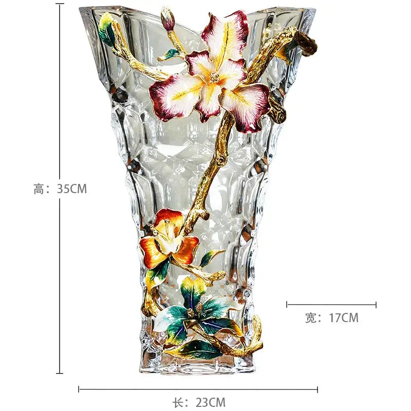 Enamel Crystal Glass Vase