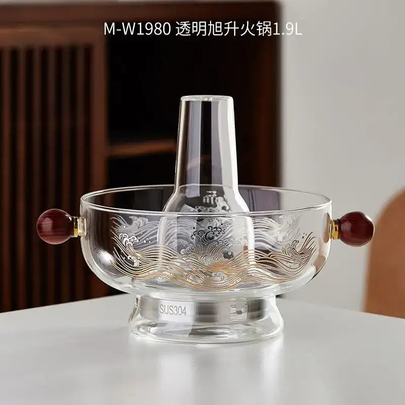 Glass Wood Handle Hotpot