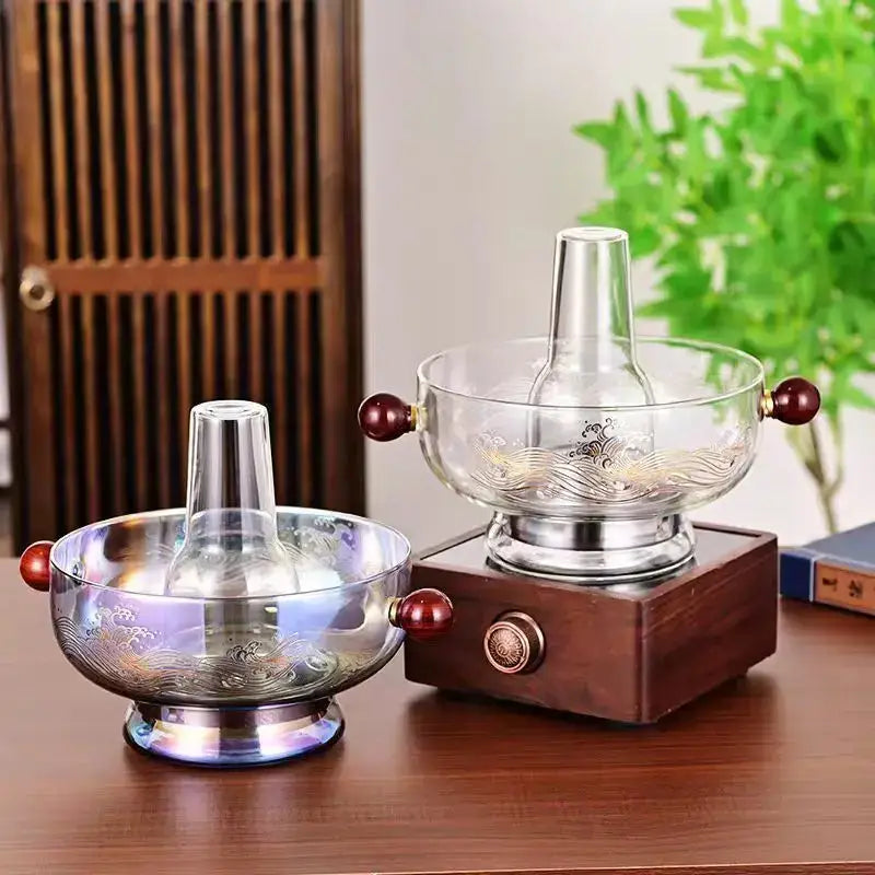 Glass Wood Handle Hotpot