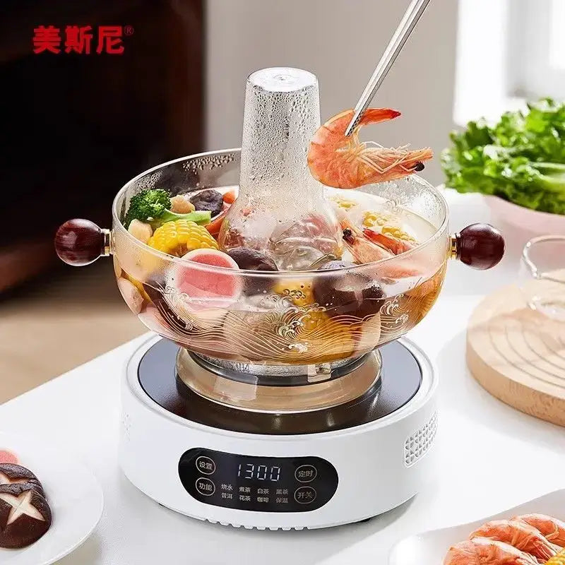 Glass Wood Handle Hotpot
