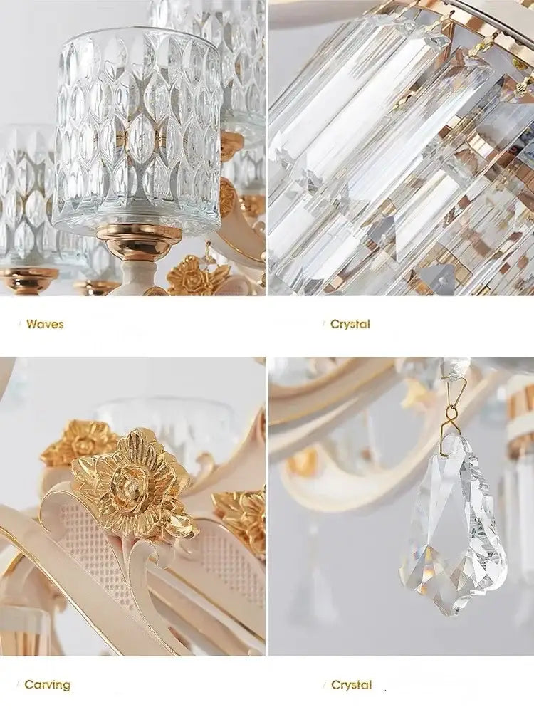 Gold Crystal European 15-Light Ceiling Chandelier