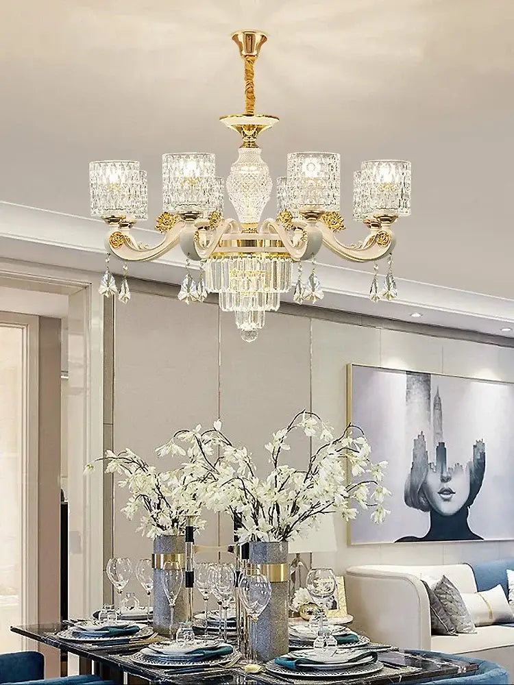 Gold Crystal European 15-Light Ceiling Chandelier