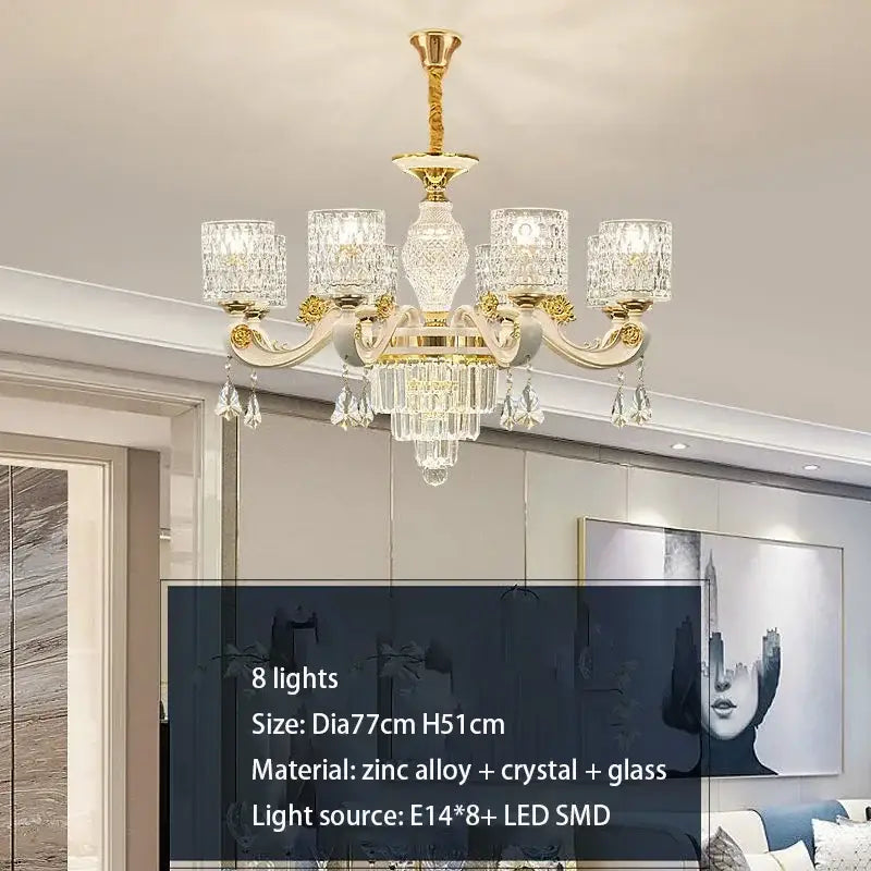 Gold Crystal European 15-Light Ceiling Chandelier