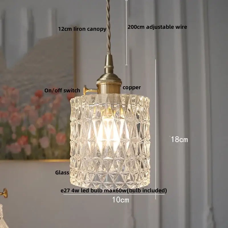 Clear Glass Minimalist Knob-Switch Pendant Lamp