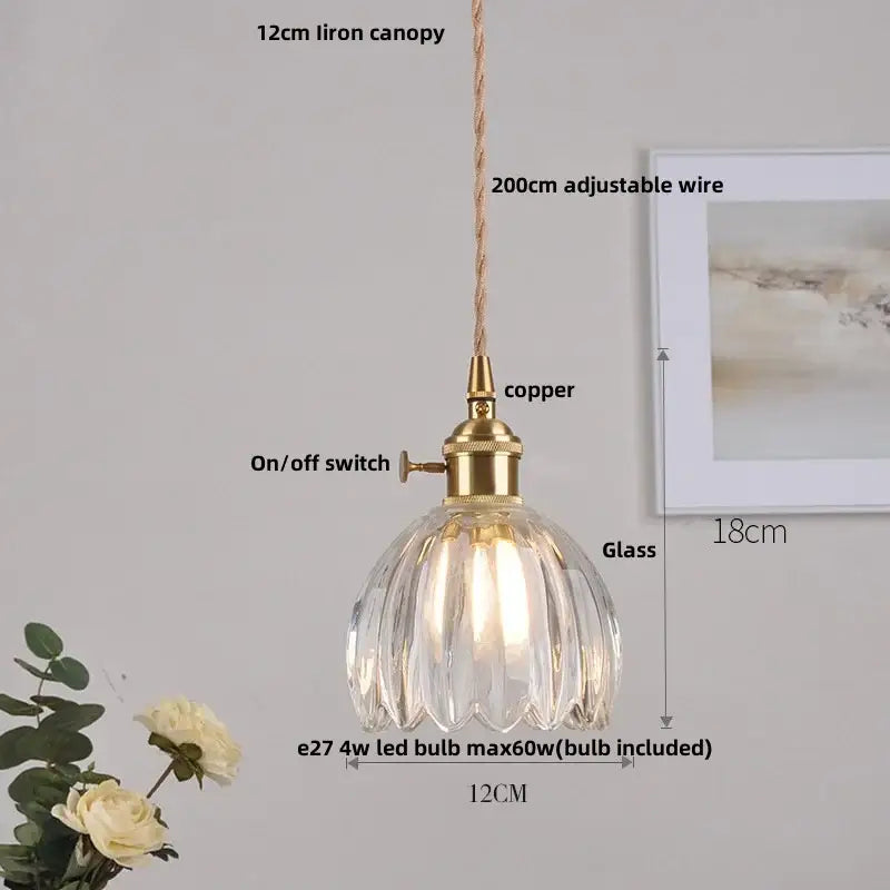 Clear Glass Minimalist Knob-Switch Pendant Lamp