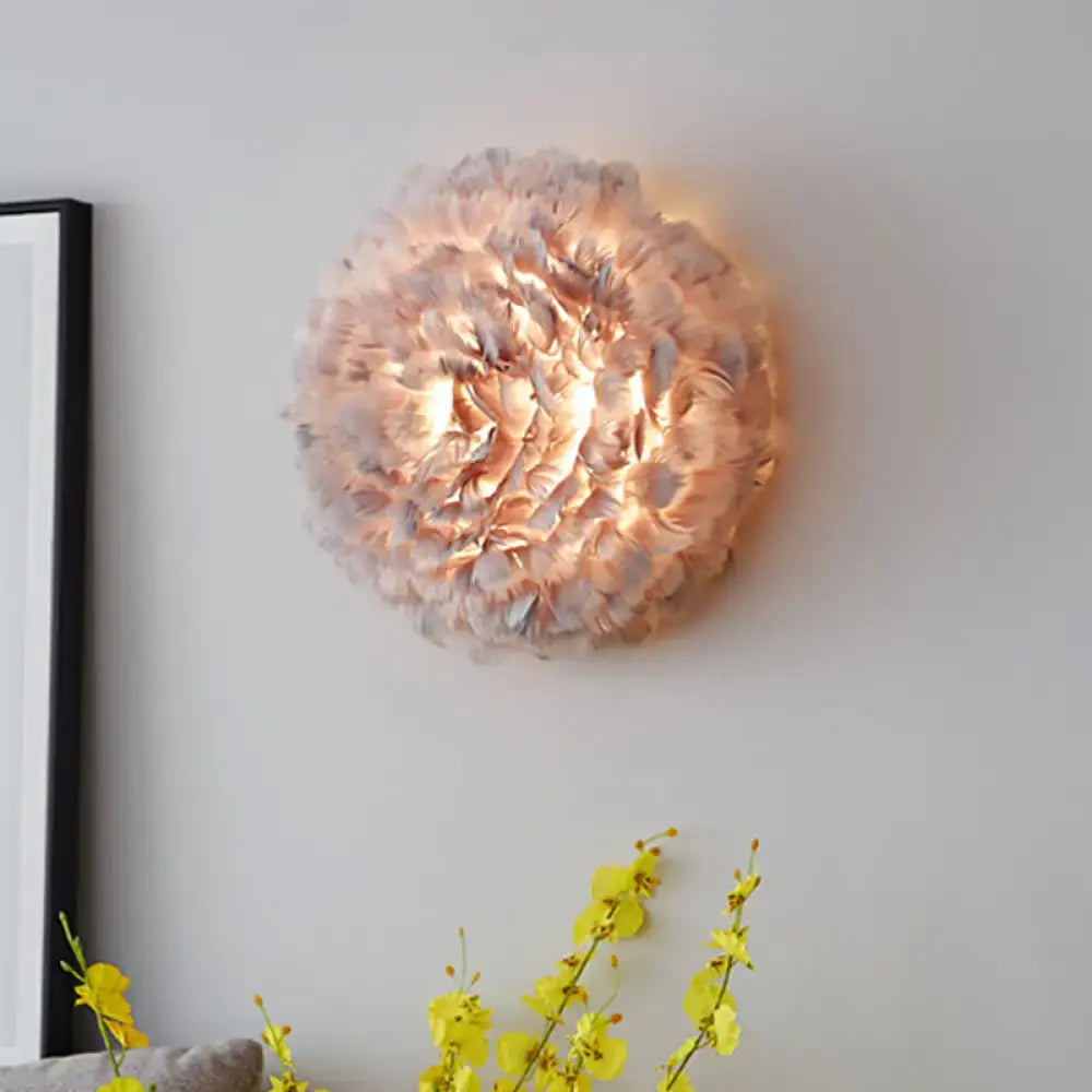 Grey Feather Wall Sconce