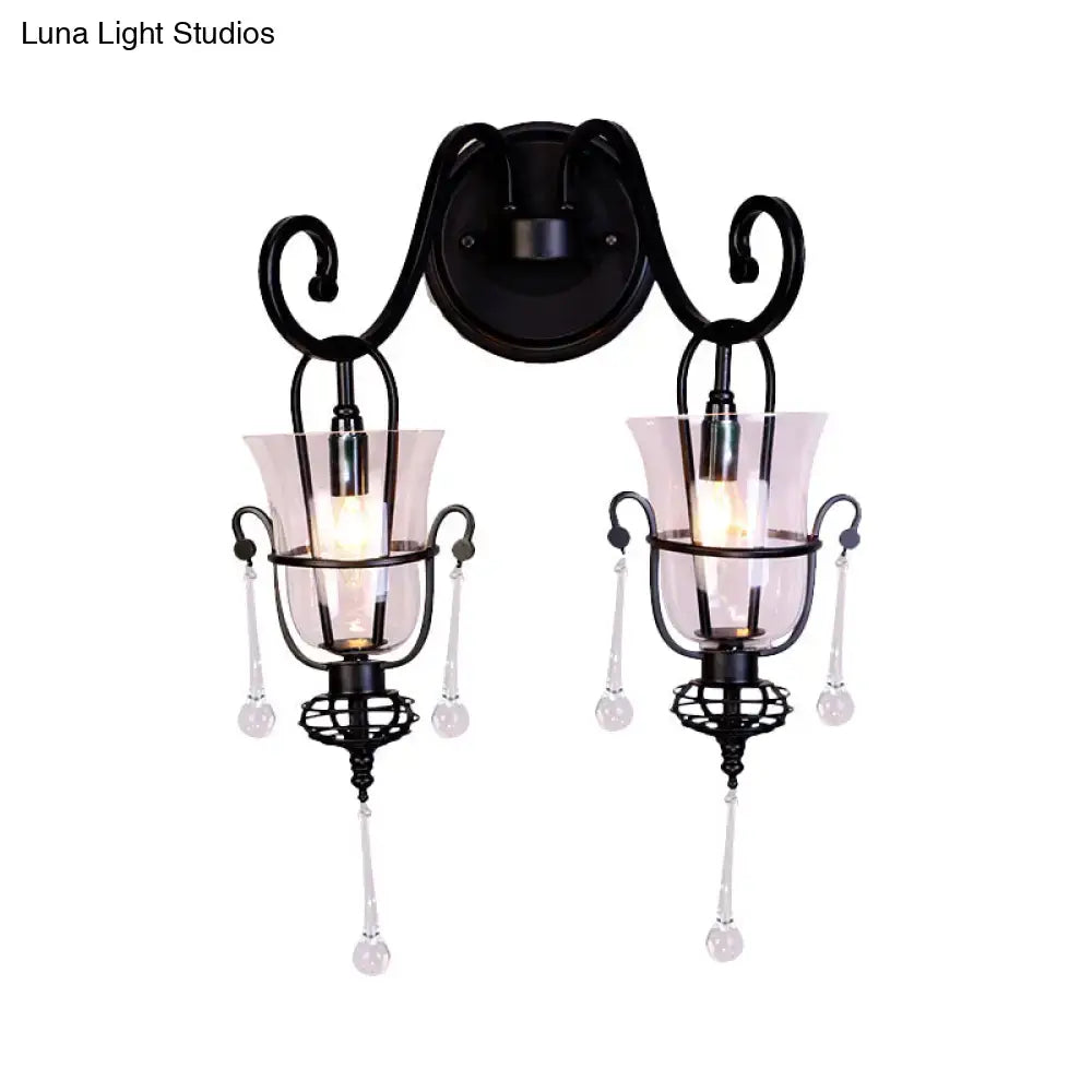 Black Crystal Wall Lamp