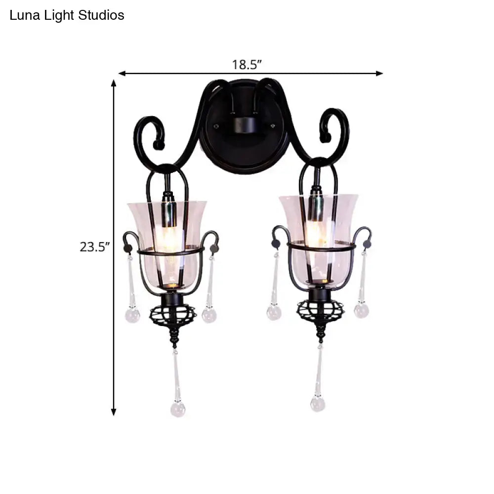 Black Crystal Wall Lamp