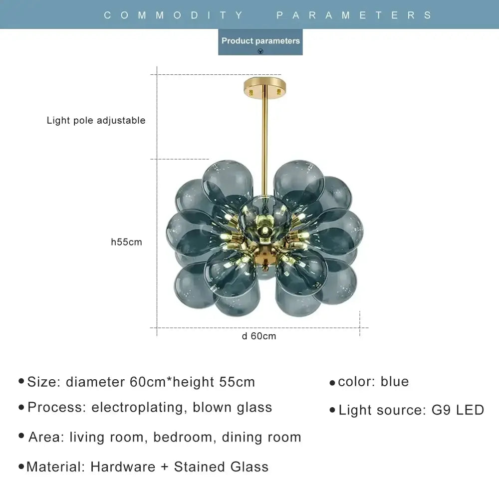 Teal Glass Pendant Light with Floral Design