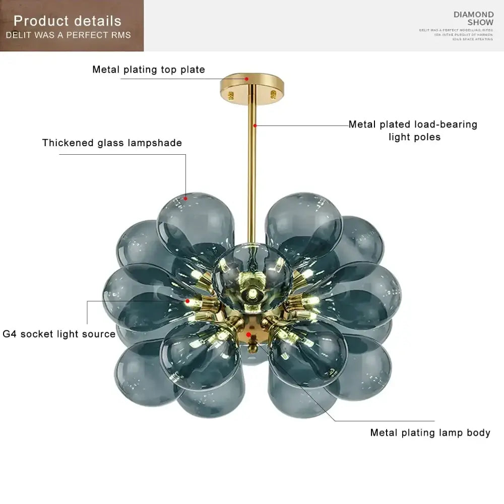 Teal Glass Pendant Light with Floral Design