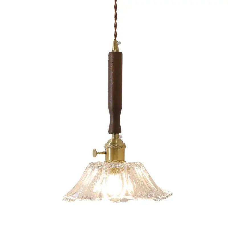 Yellow Glass Pendant Light with Walnut Copper Finish