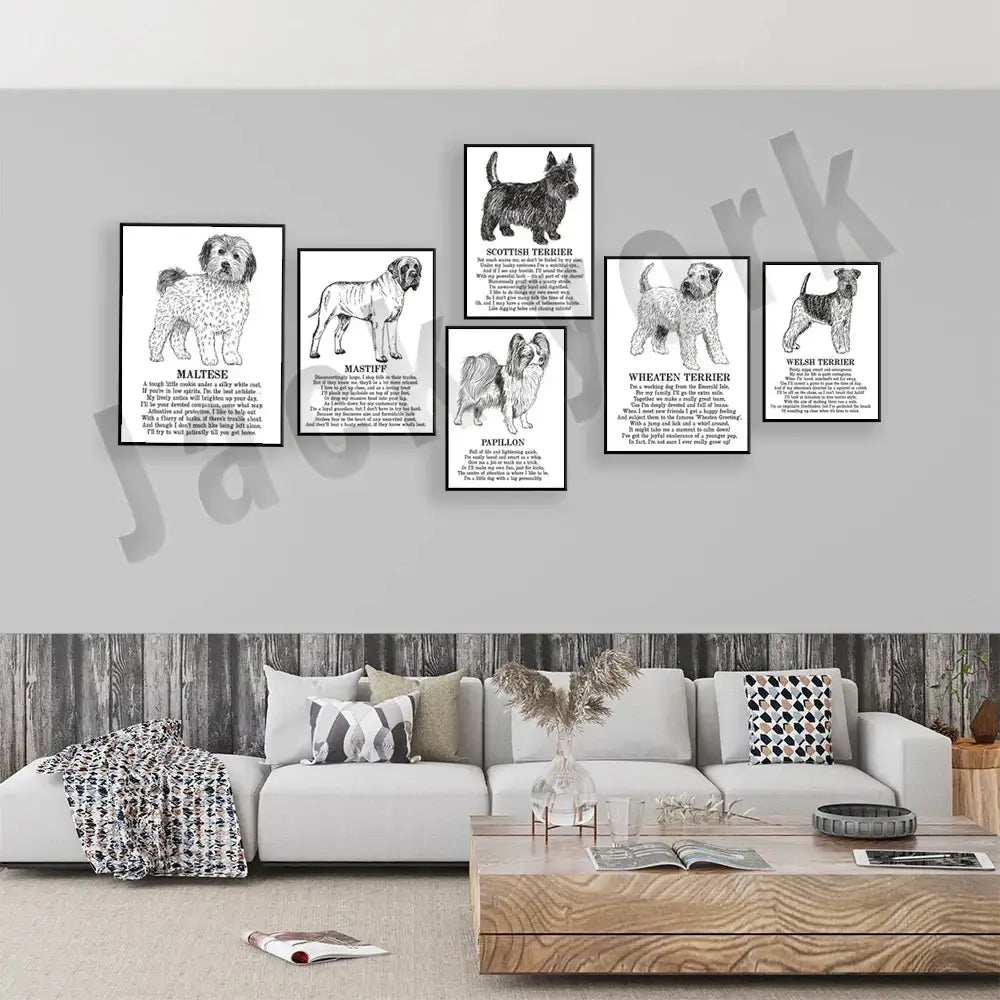 Black White Dog Poster Set