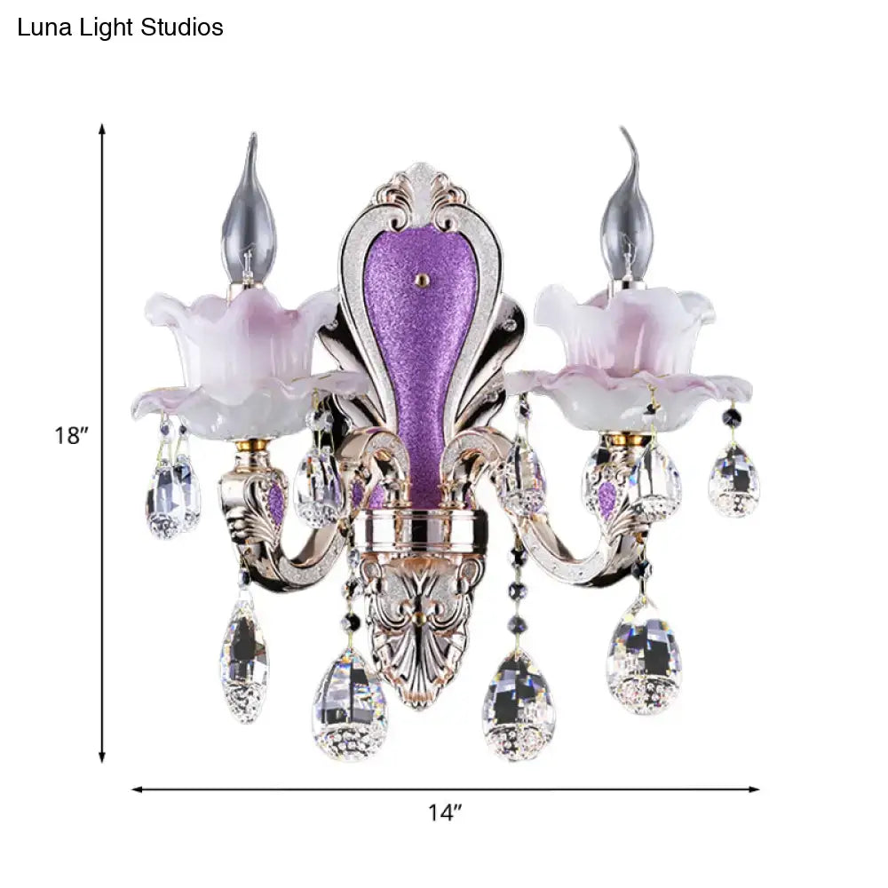 Purple Glass Crystal Sconce