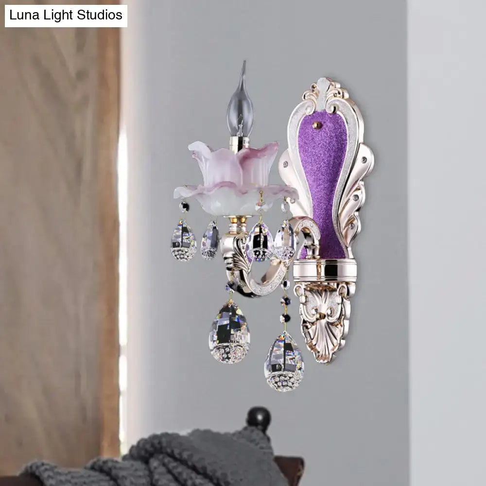 Purple Glass Crystal Sconce