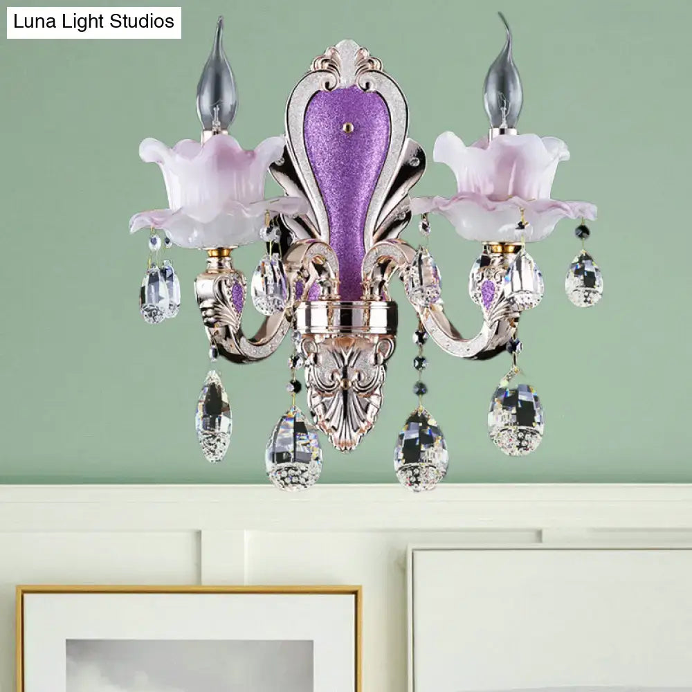 Purple Glass Crystal Sconce
